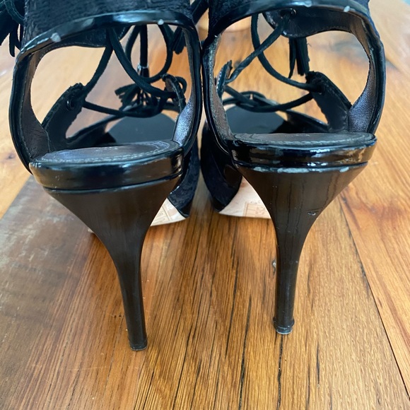 Bebe Black Lace Platform Heels - Picture 7 of 10